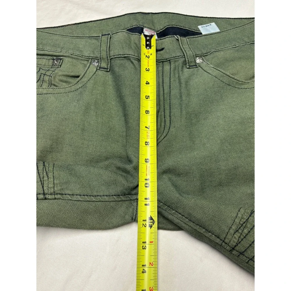 True Religion Mens Section Moto Slim Pants Olive Green‎ Biker Ribbed 38X33